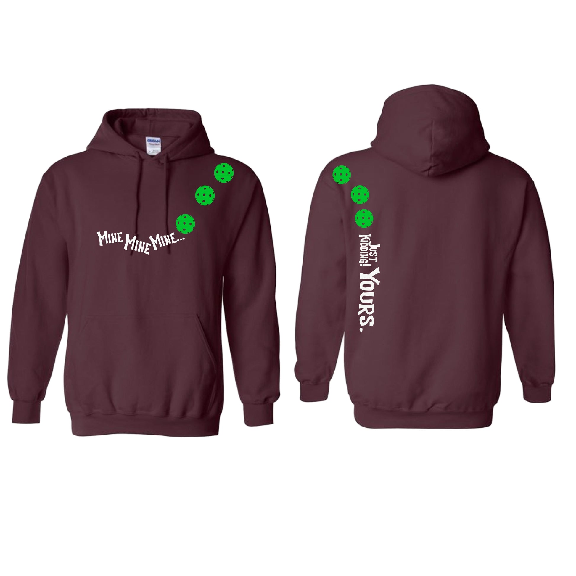 Mine JK Yours (Pickleballs Cyan Green Orange) | Unisex Hoodie Athletic Sweatshirt | 50% Cotton/50% Polyester