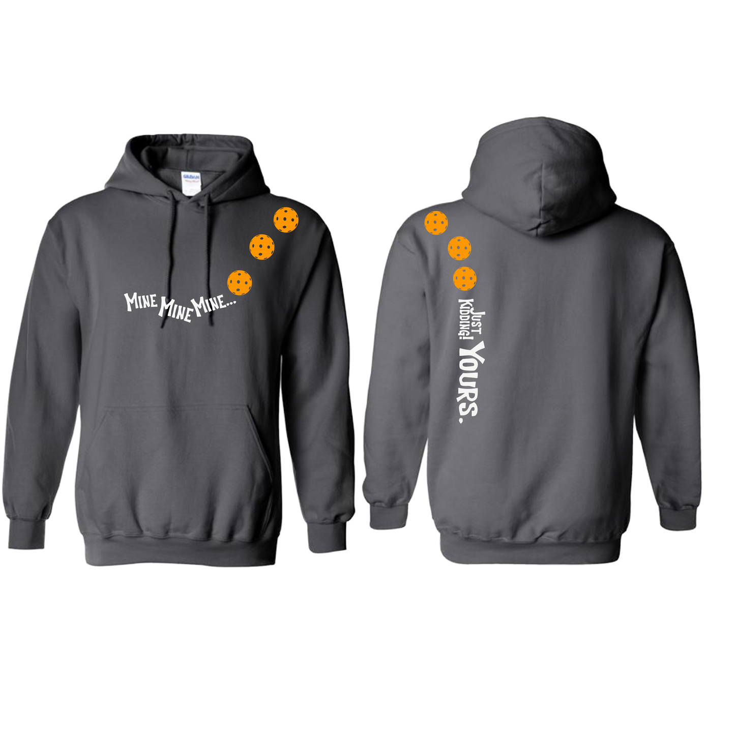 Mine JK Yours (Pickleball Colors Orange Yellow or Red) | Unisex Hoodie Athletic Sweatshirt | 50% Cotton/50% Polyester