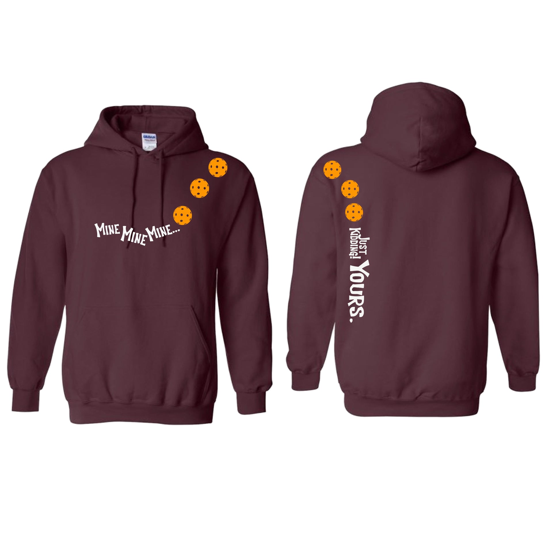 Mine JK Yours (Pickleballs Cyan Green Orange) | Unisex Hoodie Athletic Sweatshirt | 50% Cotton/50% Polyester