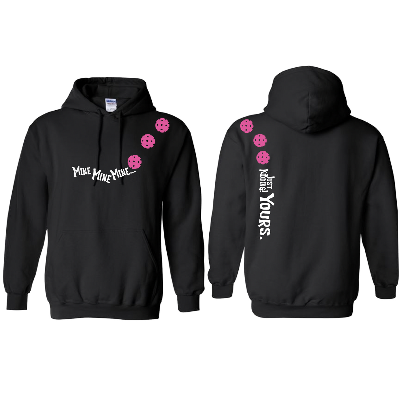 Mine JK Yours (Pickleballs Pink Purple Rainbow) | Unisex Hoodie Athletic Sweatshirt | 50% Cotton/50% Polyester