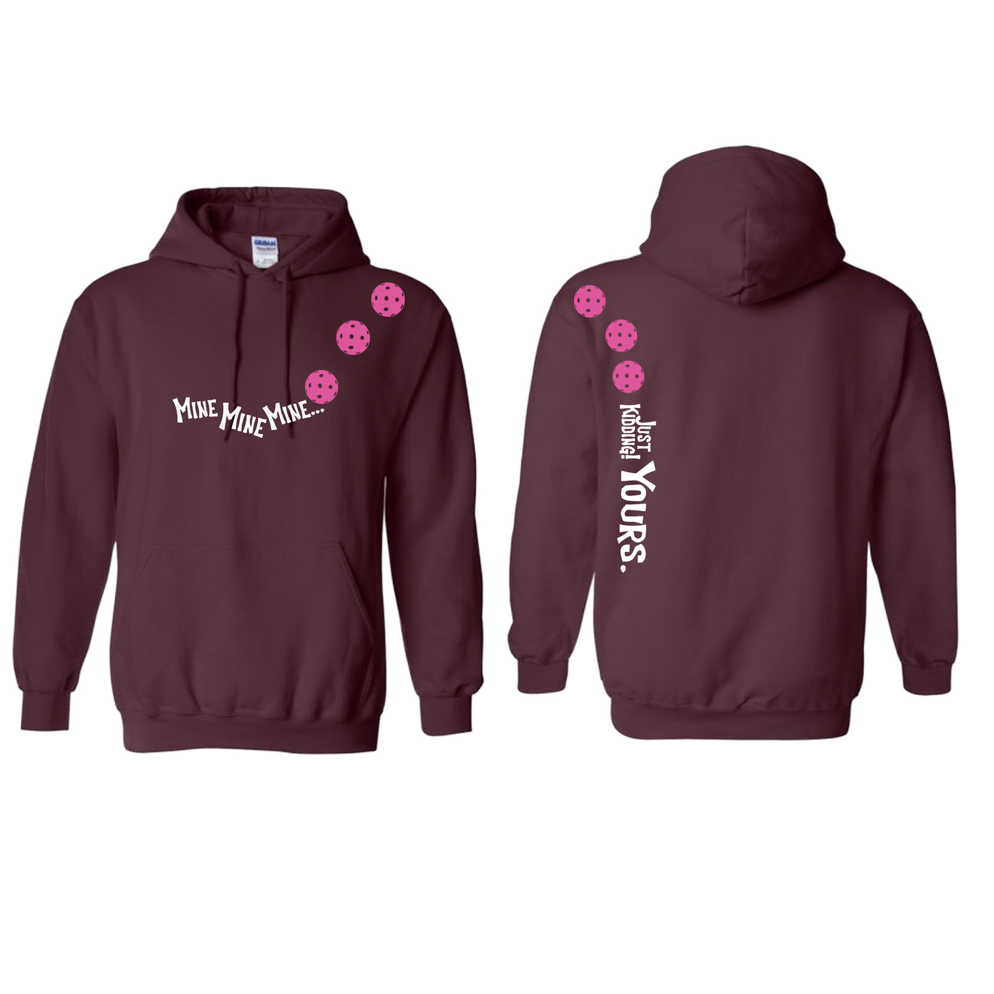 Mine JK Yours (Pickleballs Pink Purple Rainbow) | Unisex Hoodie Athletic Sweatshirt | 50% Cotton/50% Polyester