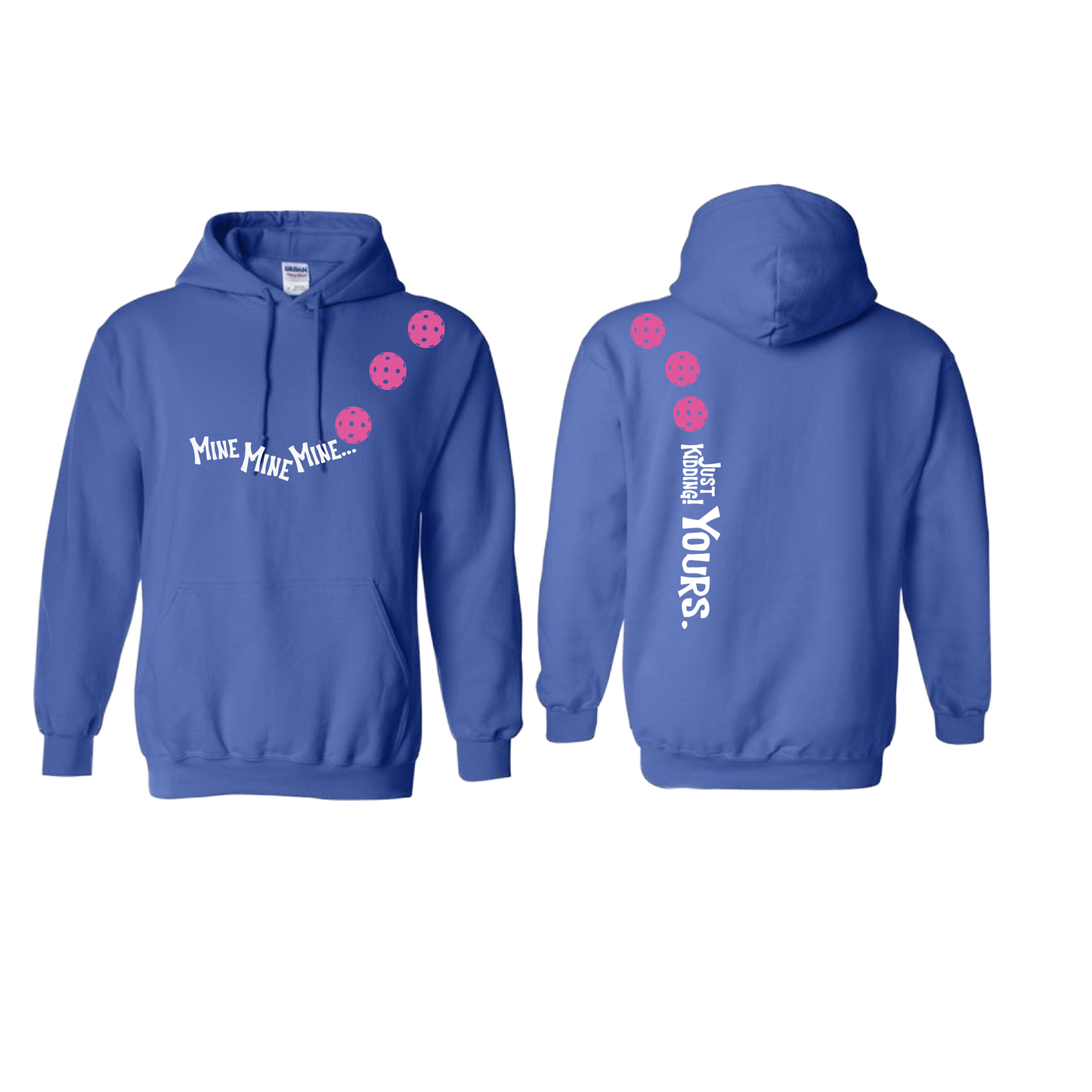 Mine JK Yours (Pickleballs Pink Purple Rainbow) | Unisex Hoodie Athletic Sweatshirt | 50% Cotton/50% Polyester