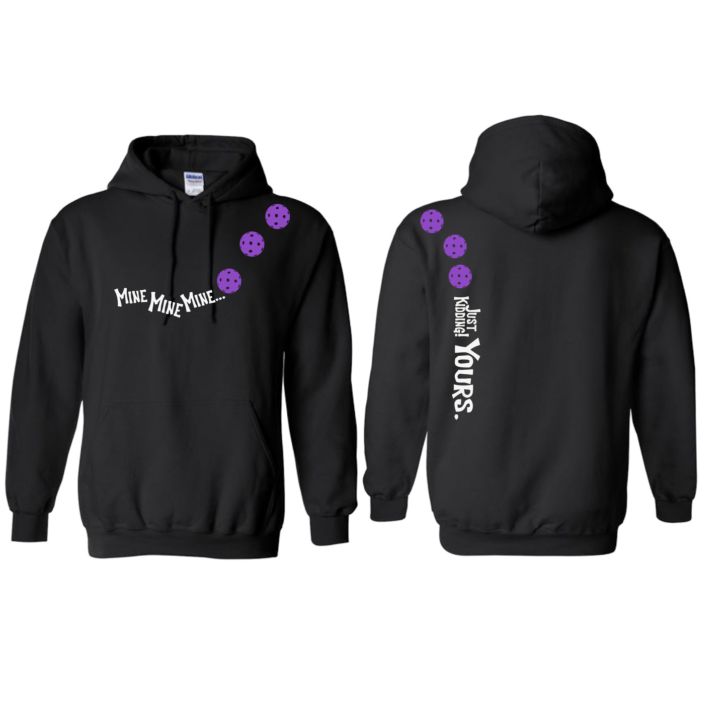 Mine JK Yours (Pickleball Colors Patriotic Stars White or Purple) | Unisex Hoodie Athletic Sweatshirt | 50% Cotton/50% Polyester