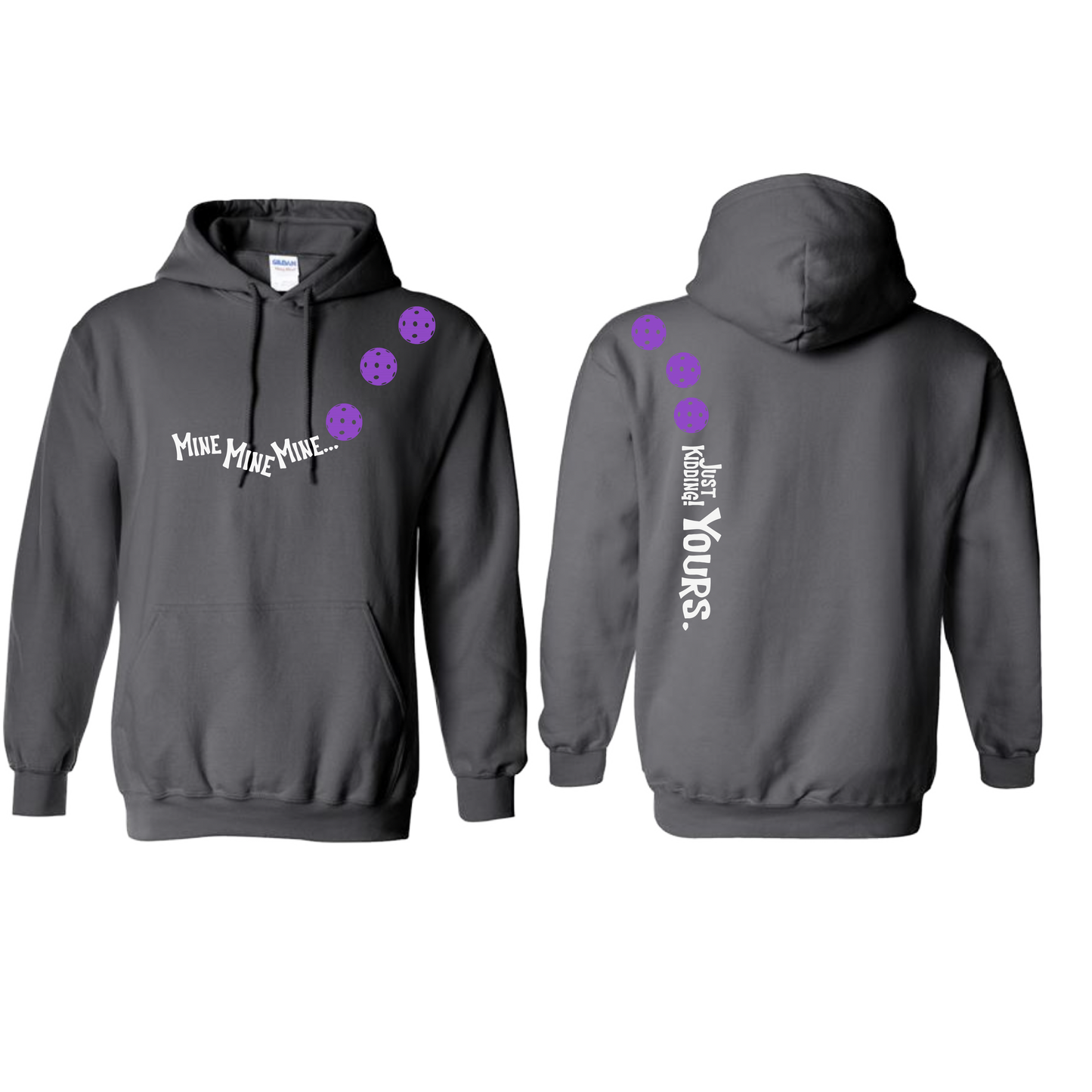 Mine JK Yours (Pickleballs Pink Purple Rainbow) | Unisex Hoodie Athletic Sweatshirt | 50% Cotton/50% Polyester