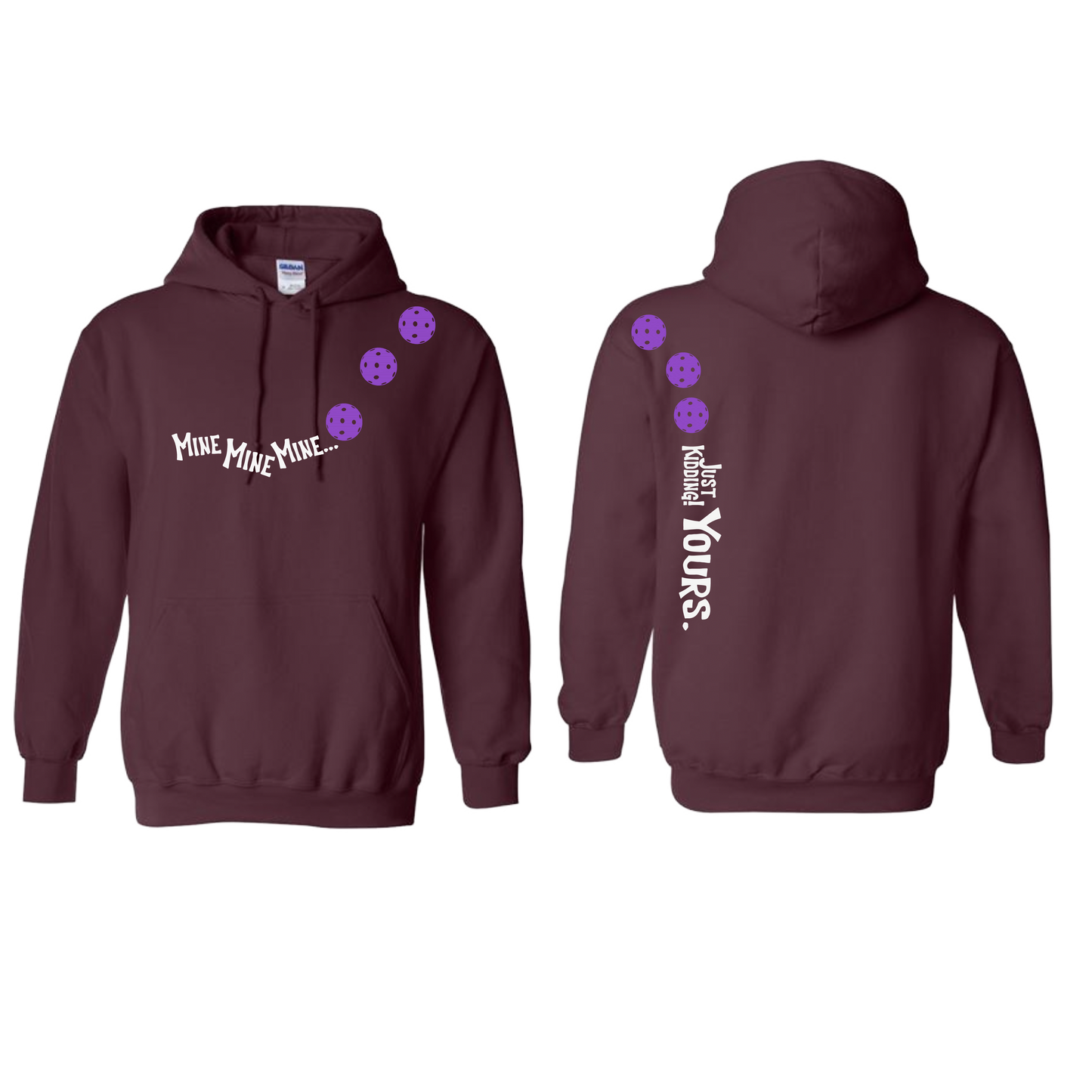 Mine JK Yours (Pickleball Colors Patriotic Stars White or Purple) | Unisex Hoodie Athletic Sweatshirt | 50% Cotton/50% Polyester