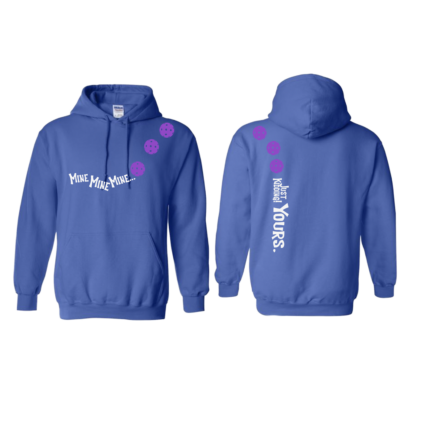 Mine JK Yours (Pickleballs Pink Purple Rainbow) | Unisex Hoodie Athletic Sweatshirt | 50% Cotton/50% Polyester