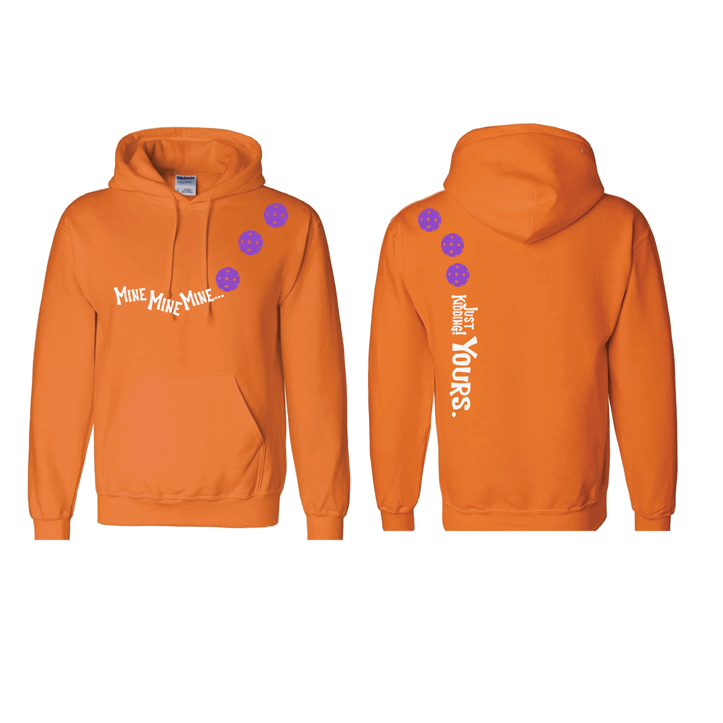 Mine JK Yours (Pickleballs Pink Purple Rainbow) | Unisex Hoodie Athletic Sweatshirt | 50% Cotton/50% Polyester