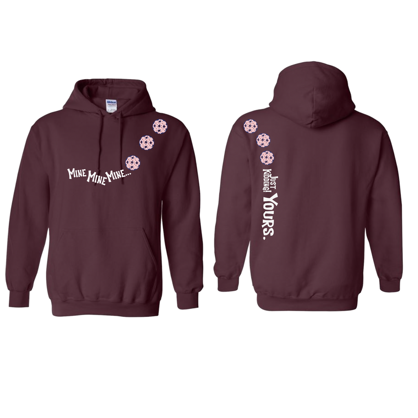 Mine JK Yours (Pickleballs With Stars) | Unisex Hoodie Athletic Sweatshirt | 50% Cotton/50% Polyester