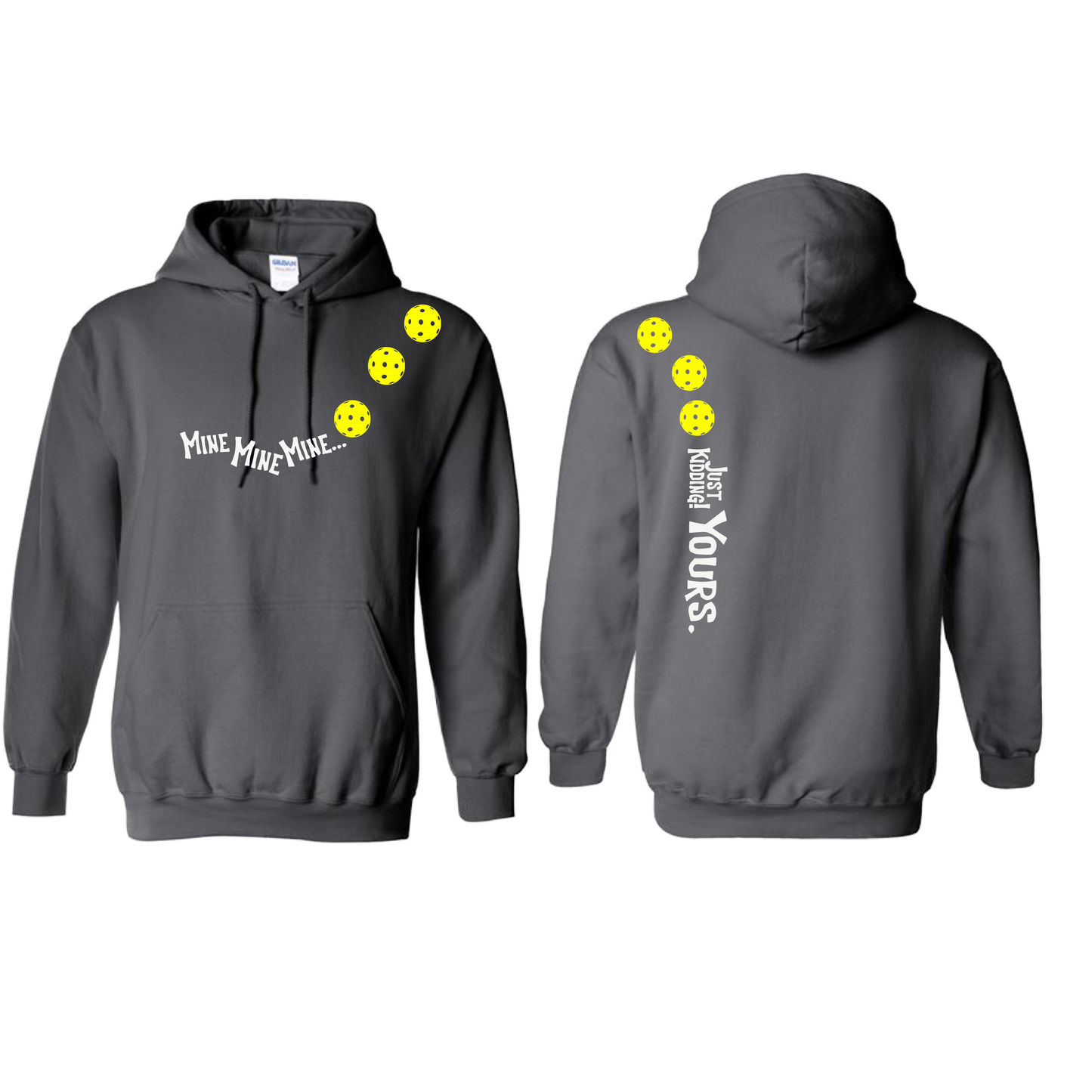 Mine JK Yours (Pickleball Colors Orange Yellow or Red) | Unisex Hoodie Athletic Sweatshirt | 50% Cotton/50% Polyester