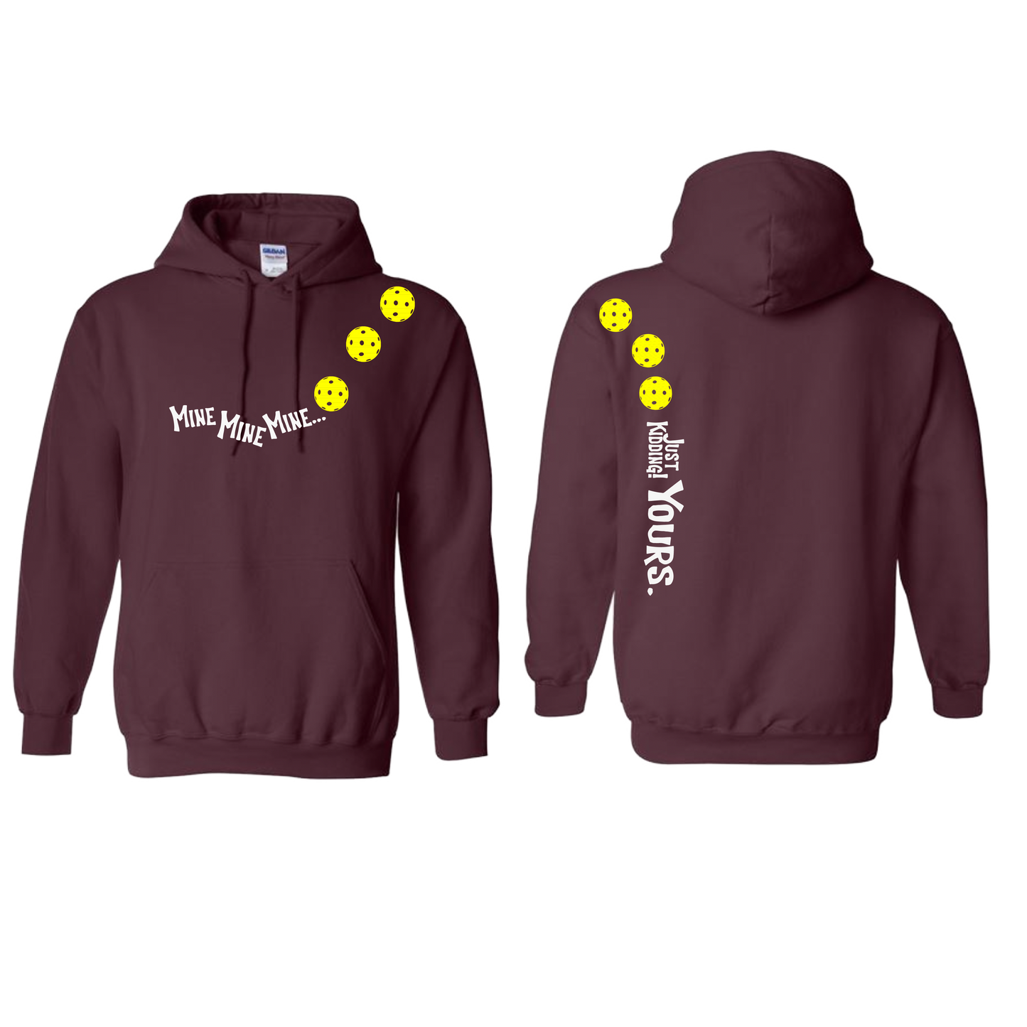 Mine JK Yours (Pickleball Colors Orange Yellow or Red) | Unisex Hoodie Athletic Sweatshirt | 50% Cotton/50% Polyester