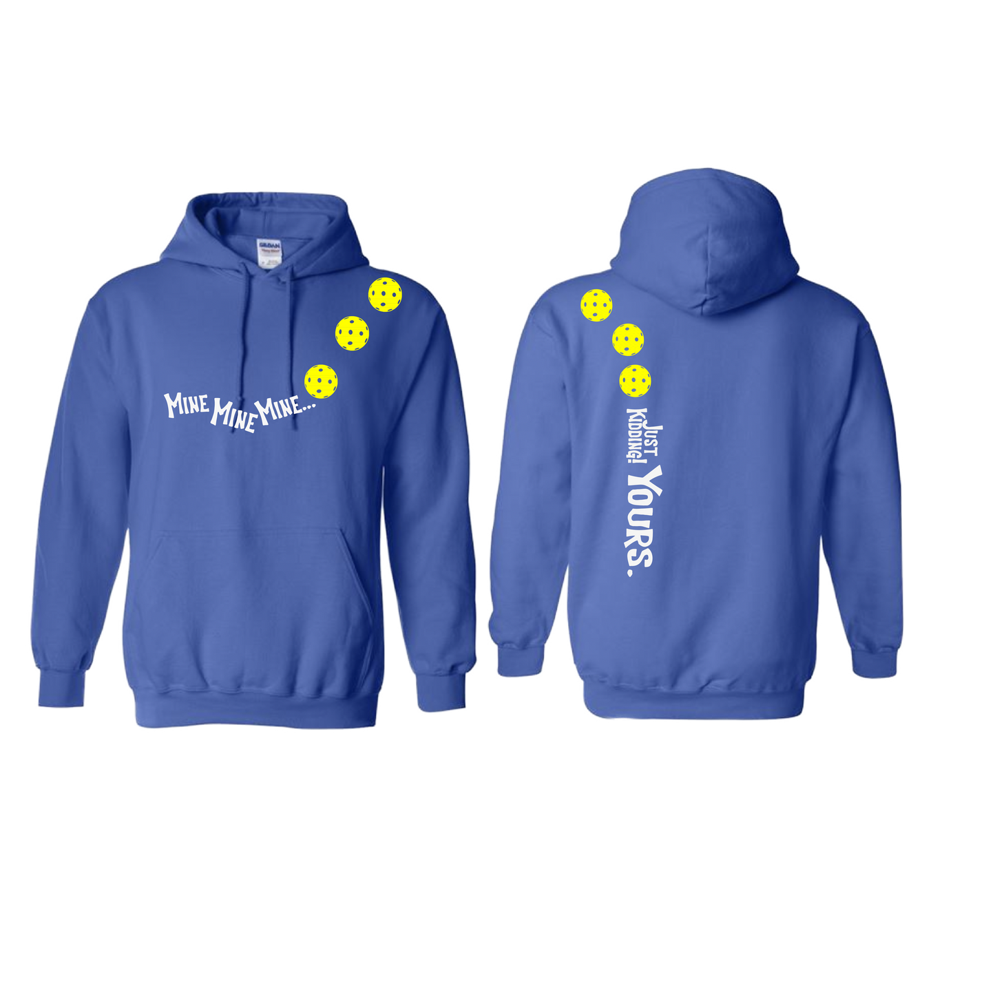 Mine JK Yours (Pickleball Colors Orange Yellow or Red) | Unisex Hoodie Athletic Sweatshirt | 50% Cotton/50% Polyester