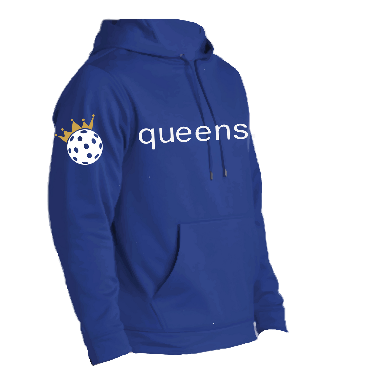 Design: Pickleball Queen with Crown  This unisex hooded sweatshirt is designed with the Pickleball Queen and Crown in mind, utilizing moisture-wicking and double lining features. A front pouch pocket ensures additional warmth, keeping you comfortable on the Pickleball courts with a unique look. Step up your game in this fashionably functional hoodie