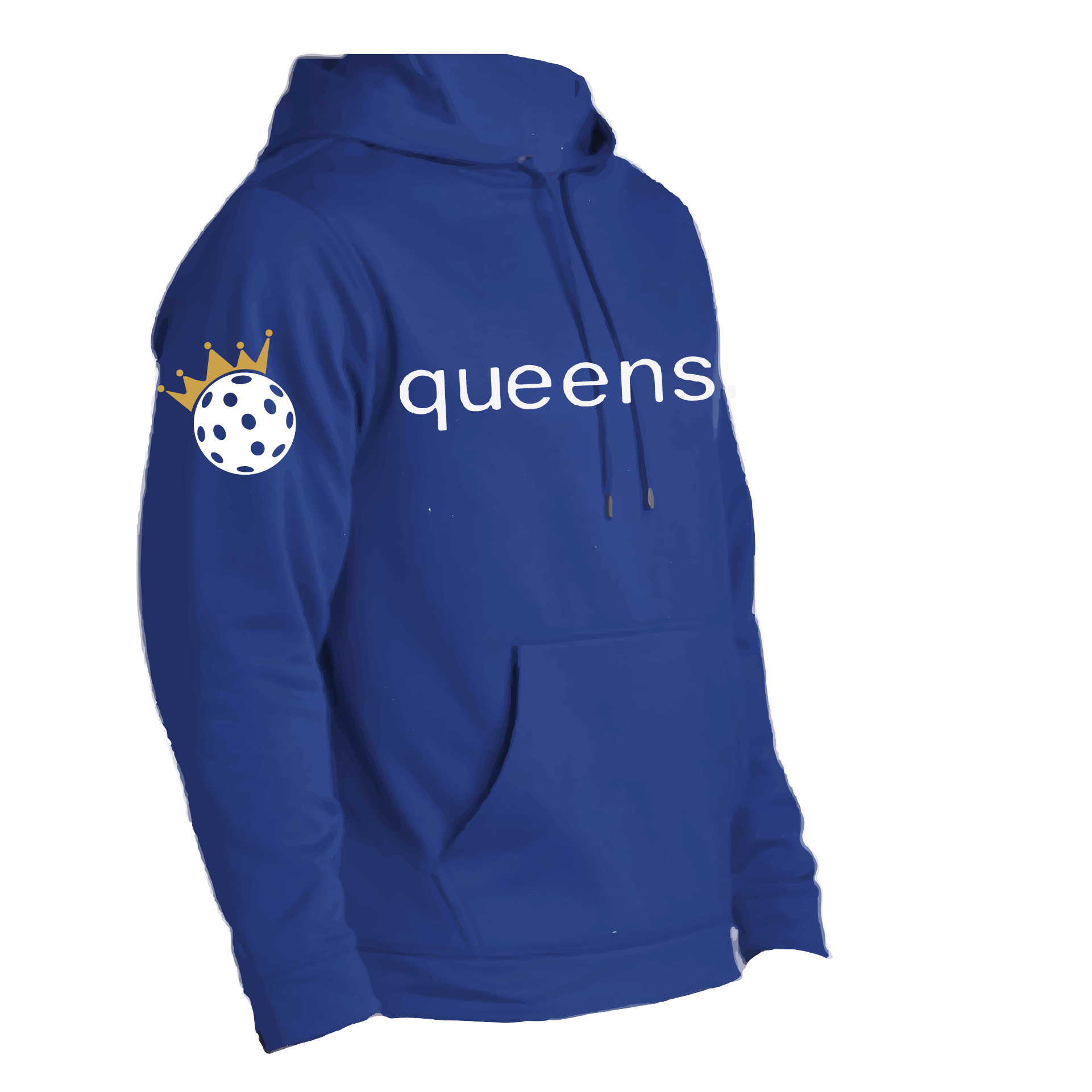 Design: Pickleball Queen with Crown  This unisex hooded sweatshirt is designed with the Pickleball Queen and Crown in mind, utilizing moisture-wicking and double lining features. A front pouch pocket ensures additional warmth, keeping you comfortable on the Pickleball courts with a unique look. Step up your game in this fashionably functional hoodie