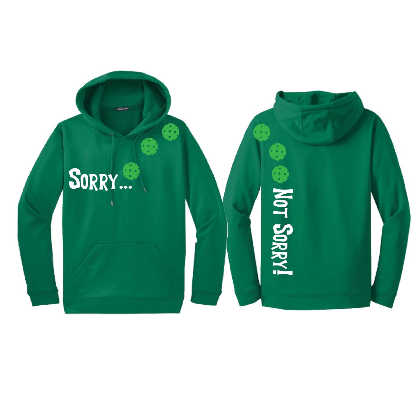 Sorry Not Sorry (Pickleballs Cyan Green Orange) | Unisex Hoodie Athletic Sweatshirt | 50% Cotton/50% Polyester