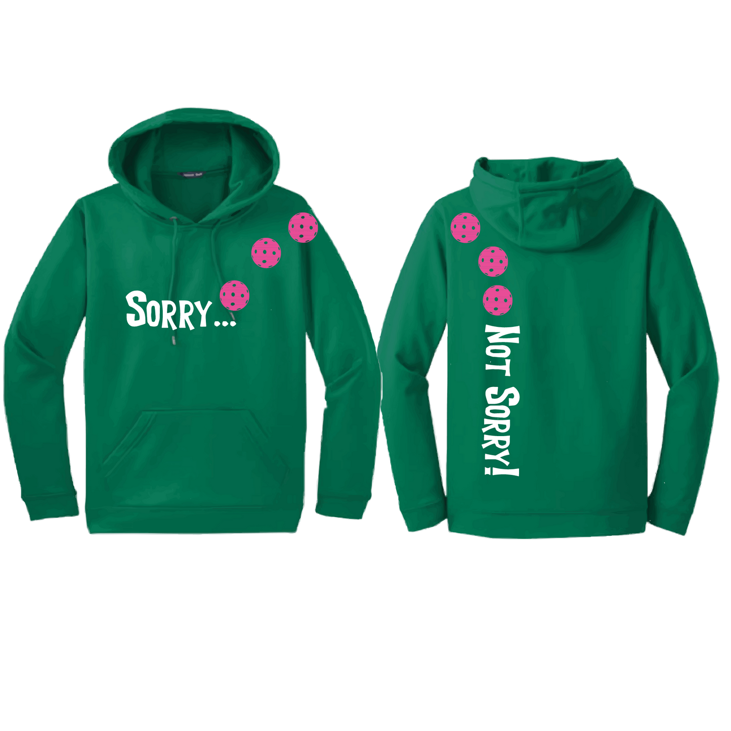 Sorry Not Sorry (Pickleballs Pink Purple Rainbow) | Unisex Hoodie Athletic Sweatshirt | 50% Cotton/50% Polyester