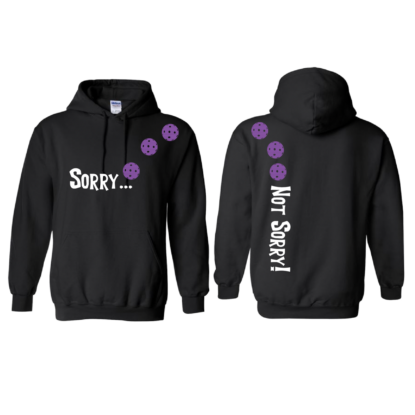 Sorry Not Sorry (Pickleballs Pink Purple Rainbow) | Unisex Hoodie Athletic Sweatshirt | 50% Cotton/50% Polyester