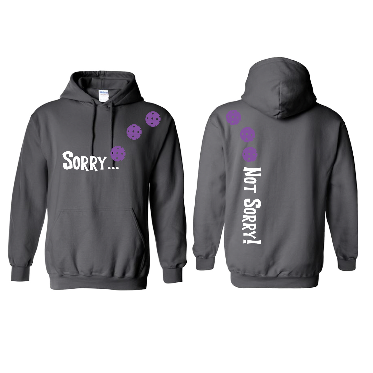 Sorry Not Sorry (Pickleballs Pink Purple Rainbow) | Unisex Hoodie Athletic Sweatshirt | 50% Cotton/50% Polyester