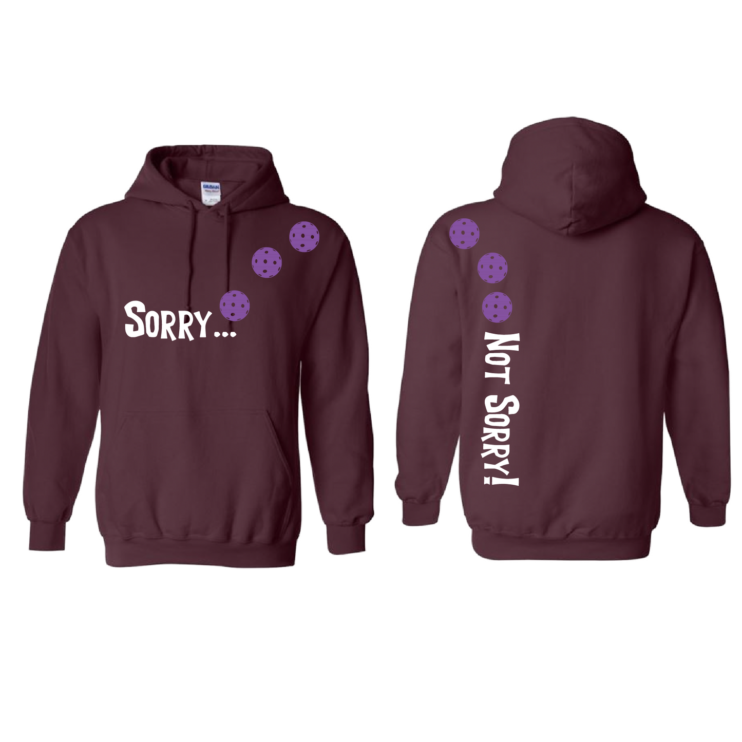 Sorry Not Sorry (Pickleballs Pink Purple Rainbow) | Unisex Hoodie Athletic Sweatshirt | 50% Cotton/50% Polyester