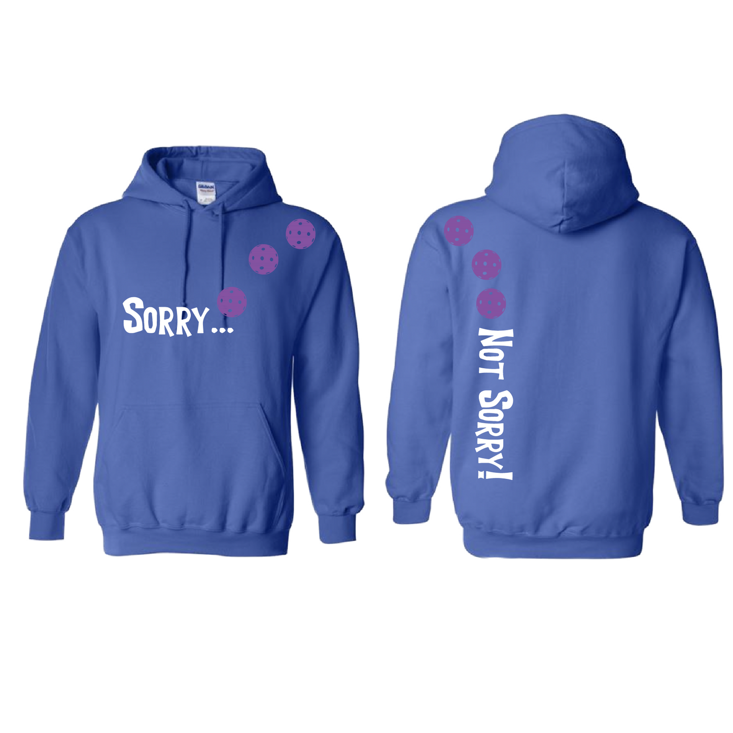 Sorry Not Sorry (Pickleballs Pink Purple Rainbow) | Unisex Hoodie Athletic Sweatshirt | 50% Cotton/50% Polyester