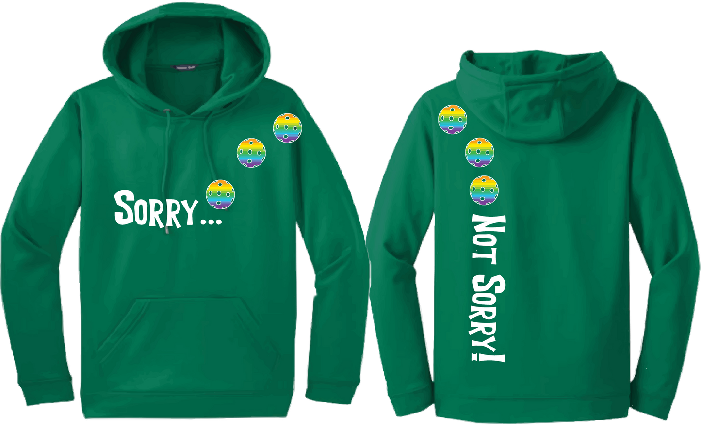 Sorry Not Sorry (Pickleballs Pink Purple Rainbow) | Unisex Hoodie Athletic Sweatshirt | 50% Cotton/50% Polyester