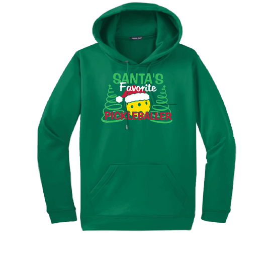 Santa's Favorite Pickleballer | Unisex Hoodie Athletic Sweatshirt | 50% Cotton/50% Polyester