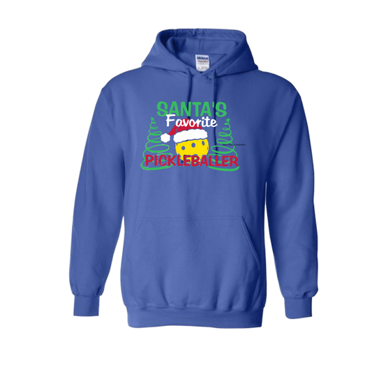 Santa's Favorite Pickleballer | Unisex Hoodie Athletic Sweatshirt | 50% Cotton/50% Polyester