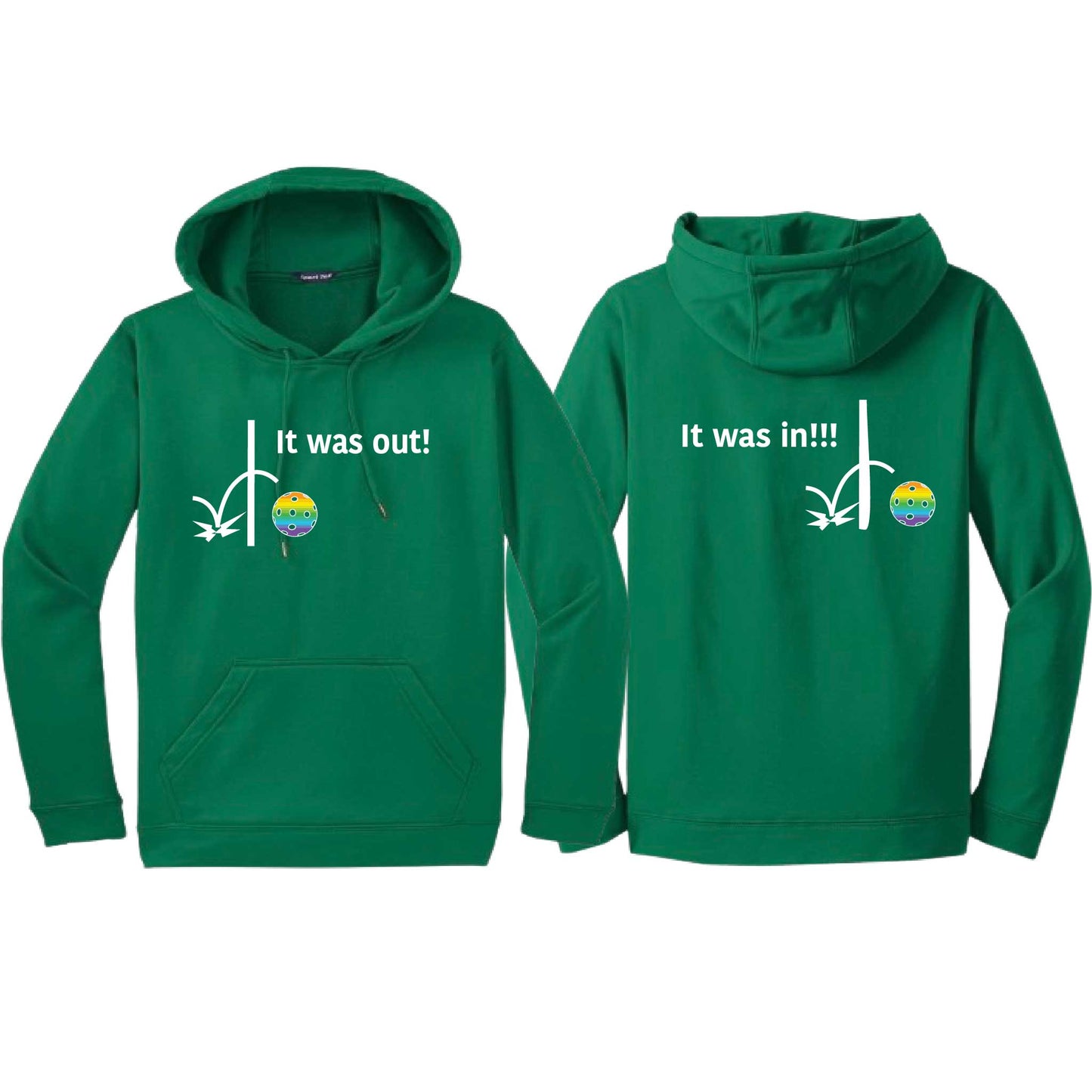It Was Out! It Was In! (10 Custom Pickleball Colors) | Unisex Hoodie Athletic Sweatshirt | 50% Cotton/50% Polyester