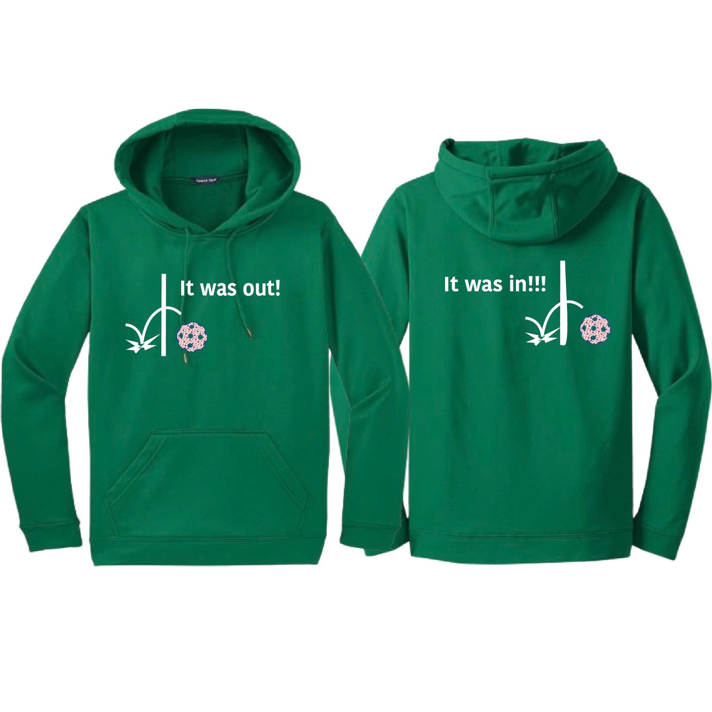 It Was Out! It Was In! (10 Custom Pickleball Colors) | Unisex Hoodie Athletic Sweatshirt | 50% Cotton/50% Polyester