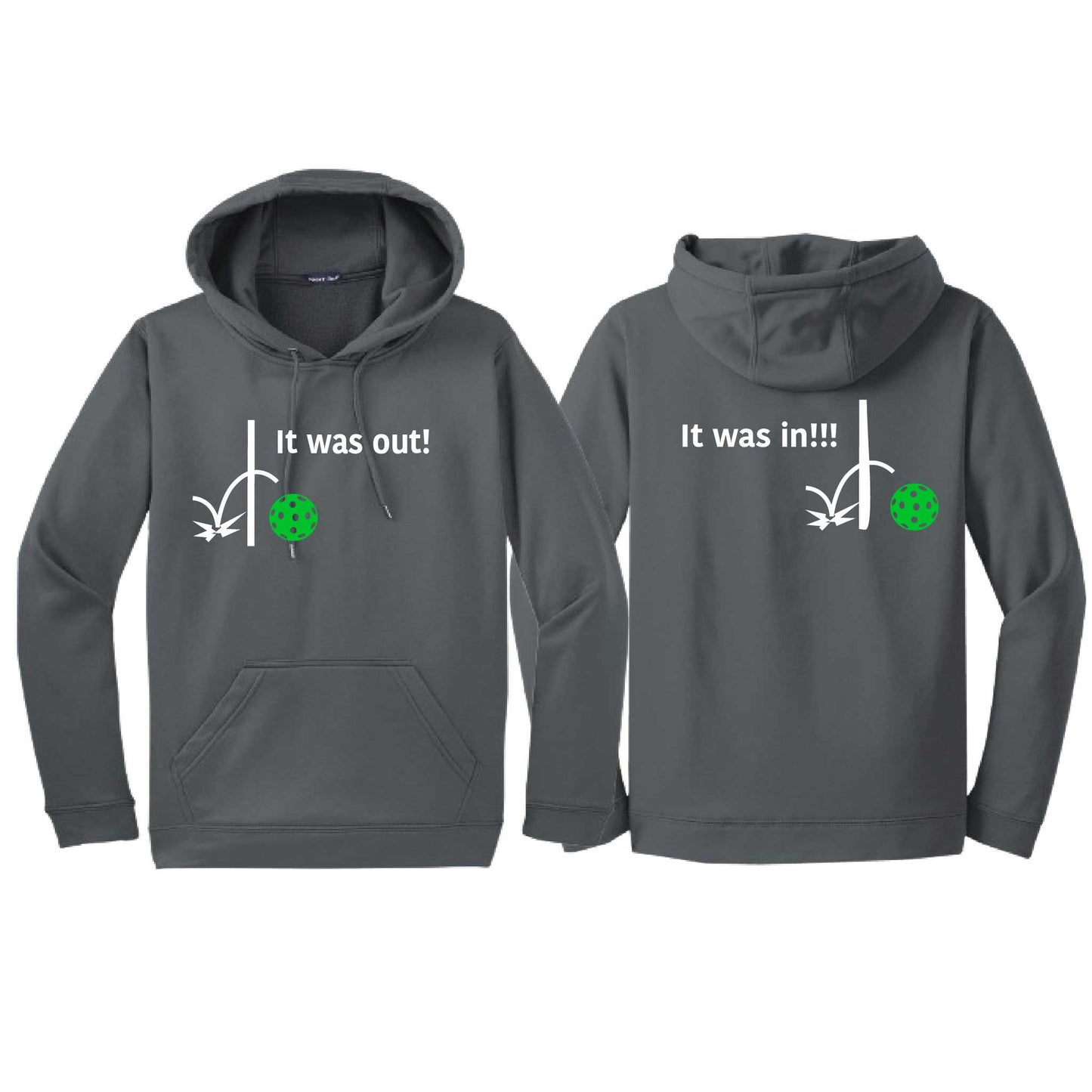 It Was Out! It Was In! (Pickleballs Cyan Green Orange) | Unisex Hoodie Athletic Sweatshirt | 50% Cotton/50% Polyester