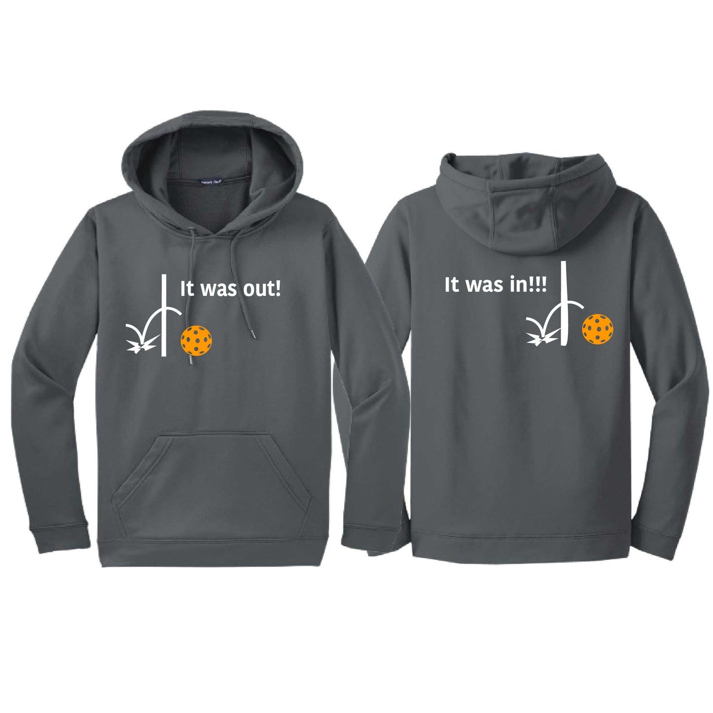 It Was Out! It Was In! (Pickleballs Cyan Green Orange) | Unisex Hoodie Athletic Sweatshirt | 50% Cotton/50% Polyester