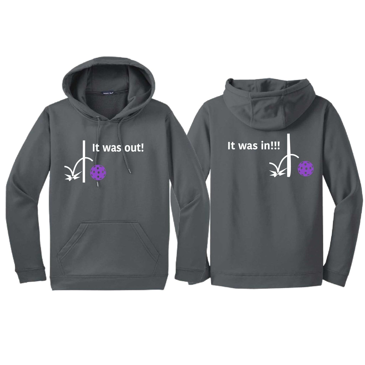 It Was Out! It Was In! (Pickleballs Pink Purple Rainbow) | Unisex Hoodie Athletic Sweatshirt | 50% Cotton/50% Polyester