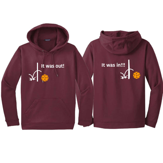 It Was Out! It Was In! (Pickleballs Cyan Green Orange) | Unisex Hoodie Athletic Sweatshirt | 50% Cotton/50% Polyester