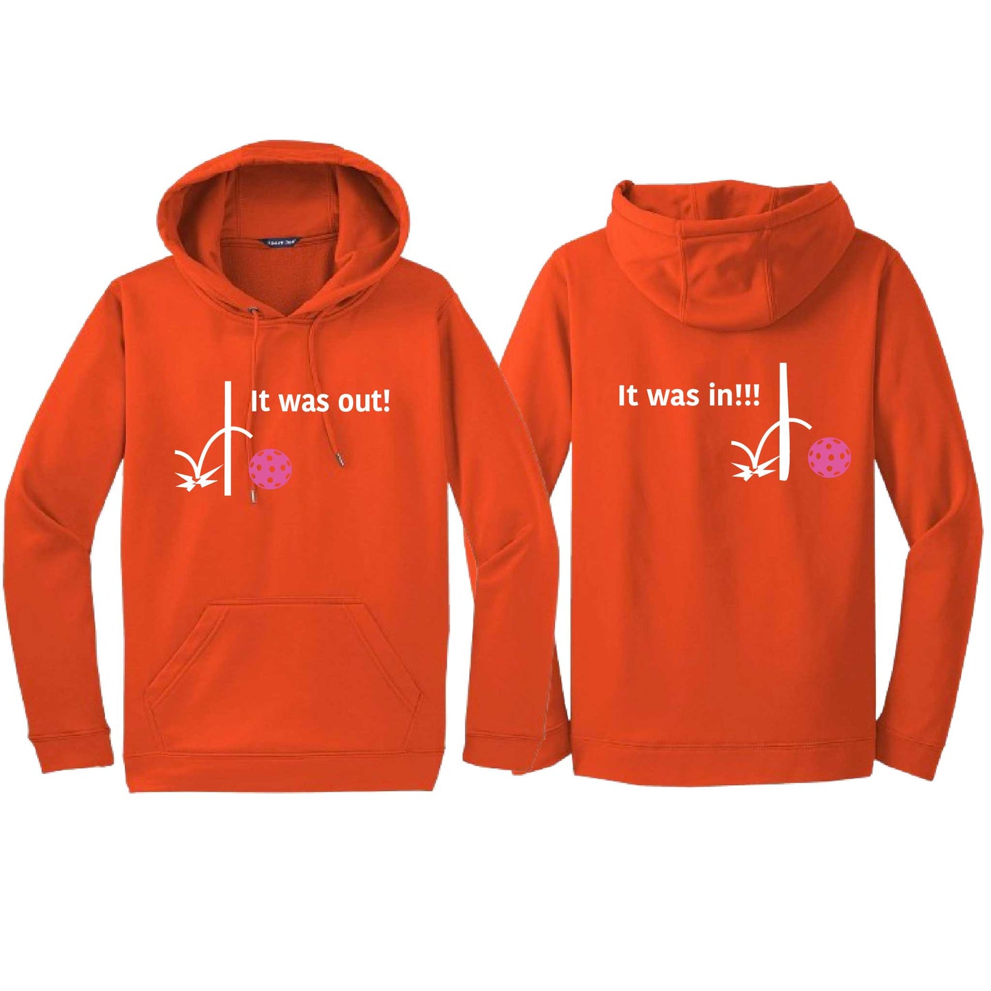 It Was Out! It Was In! (Pickleballs Pink Purple Rainbow) | Unisex Hoodie Athletic Sweatshirt | 50% Cotton/50% Polyester