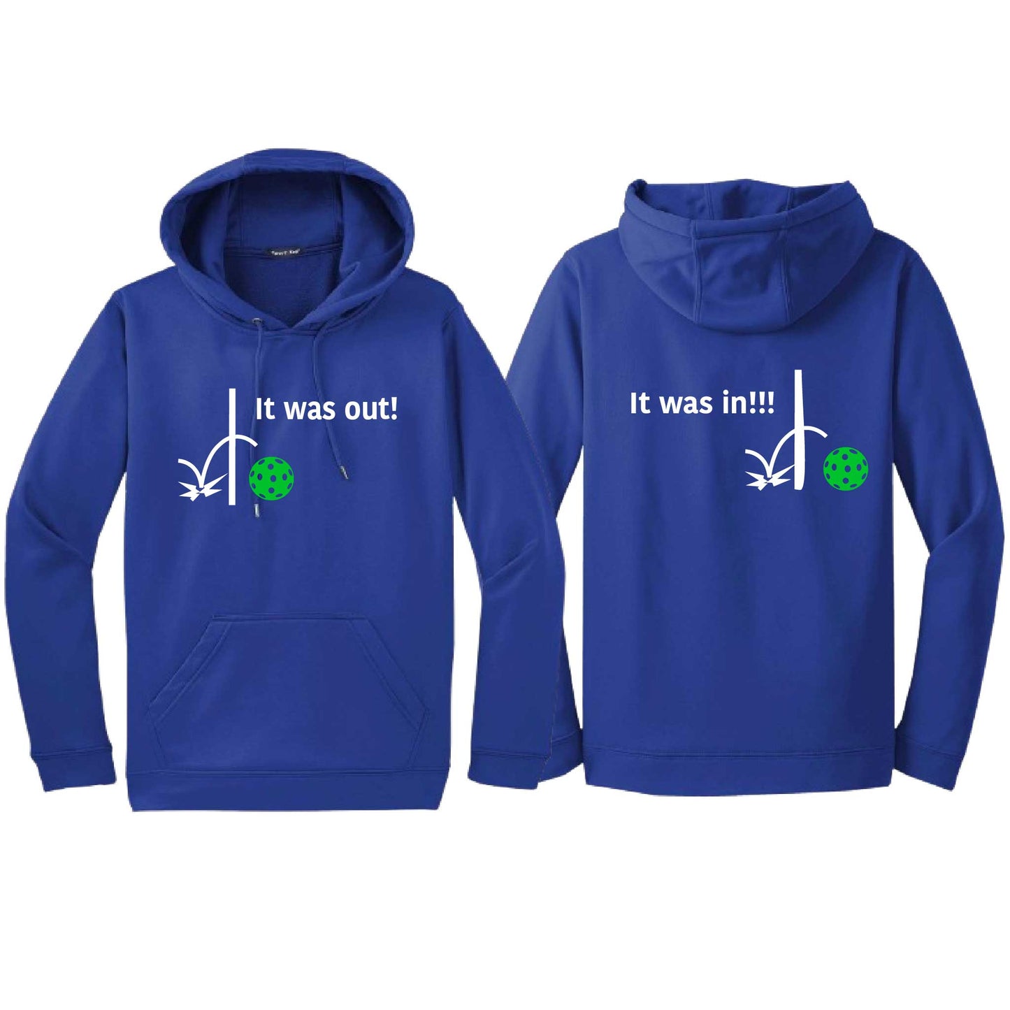 It Was Out! It Was In! (Pickleballs Cyan Green Orange) | Unisex Hoodie Athletic Sweatshirt | 50% Cotton/50% Polyester
