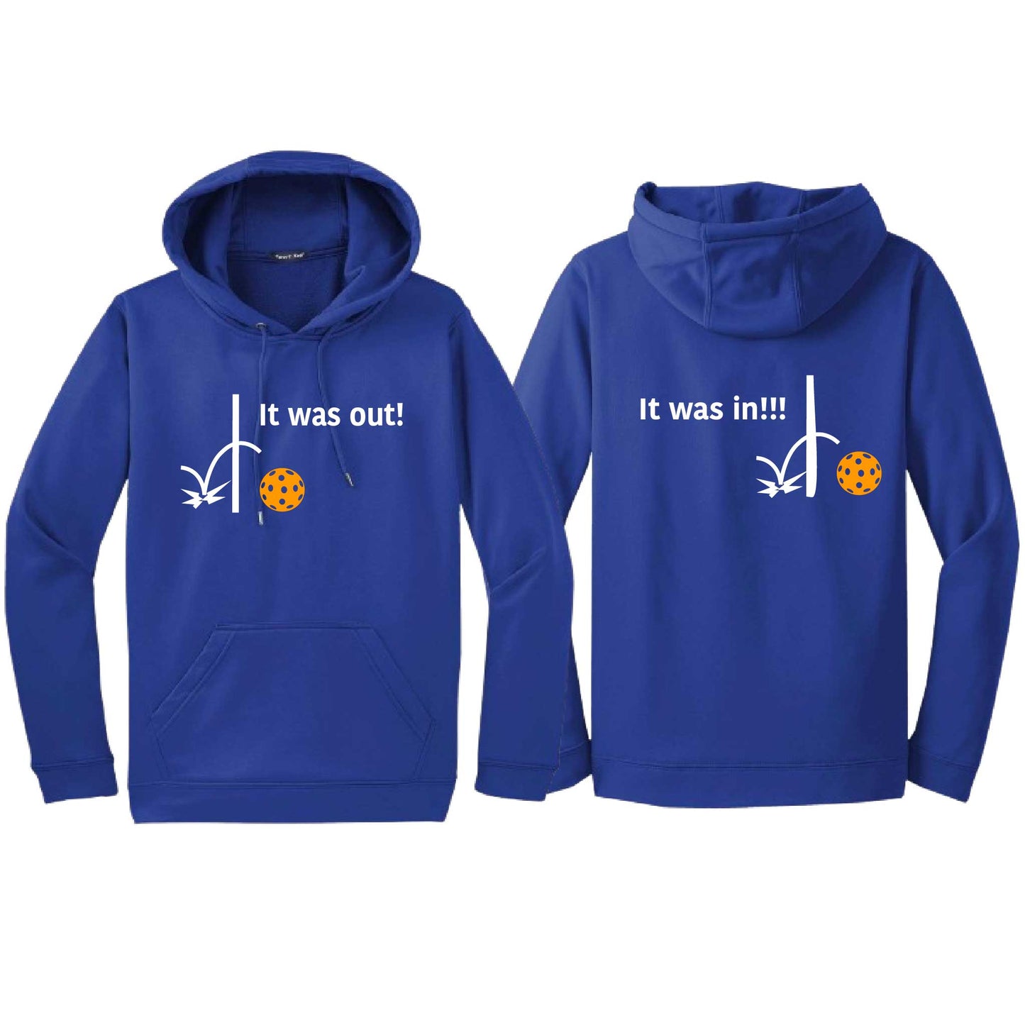 It Was Out! It Was In! (Pickleballs Cyan Green Orange) | Unisex Hoodie Athletic Sweatshirt | 50% Cotton/50% Polyester