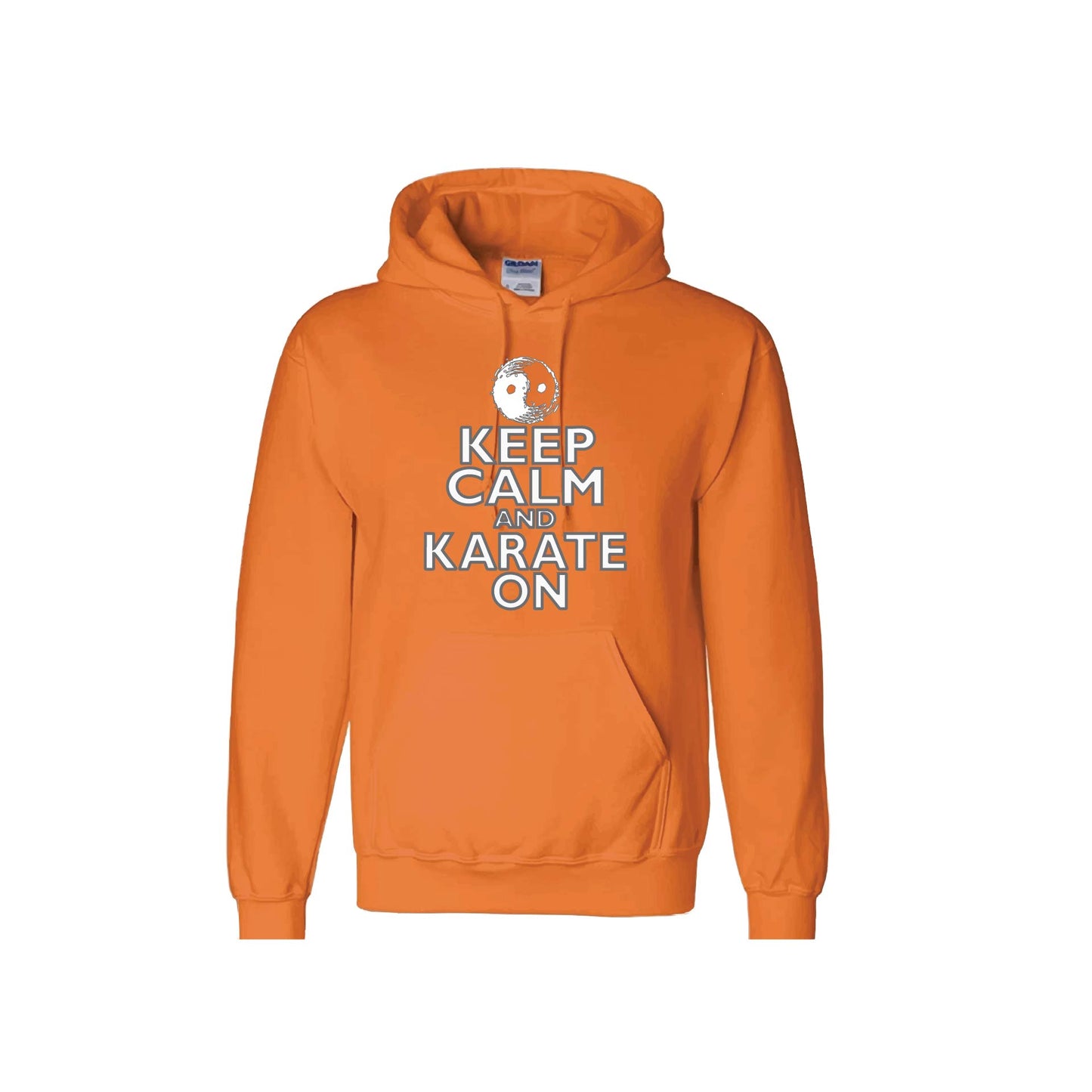 Keep Calm and Karate On (Grey Outlined) | Unisex Hoodie Athletic Karate Sweatshirt | 50% Cotton/50% Polyester