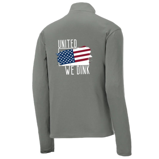United We Dink | Men's 1/4 Zip Long Sleeve Pullover Athletic Performance Shirt | 100% Polyester