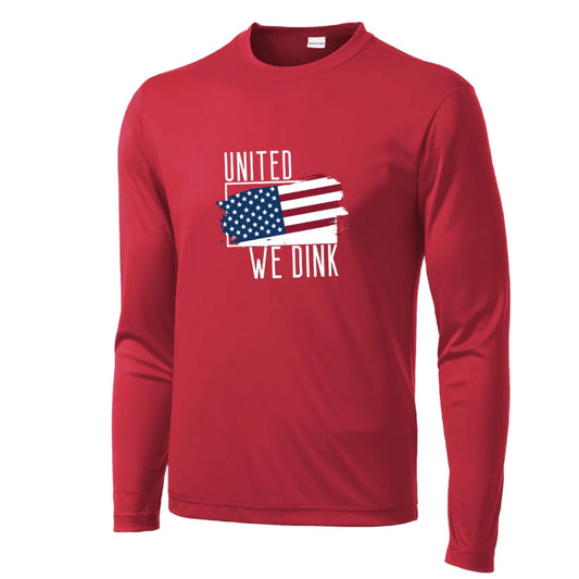 United We Dink | Men's Long Sleeve Athletic Performance T-Shirt | 100% Polyester