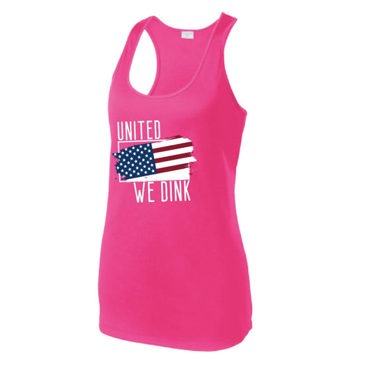 United We Dink | Women’s Racerback Performance Tank | 100% Polyester