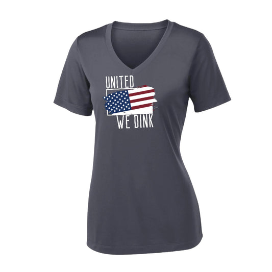 United We Dink | Women’s Short Sleeve V-Neck Performance T-Shirt | 100% Polyester
