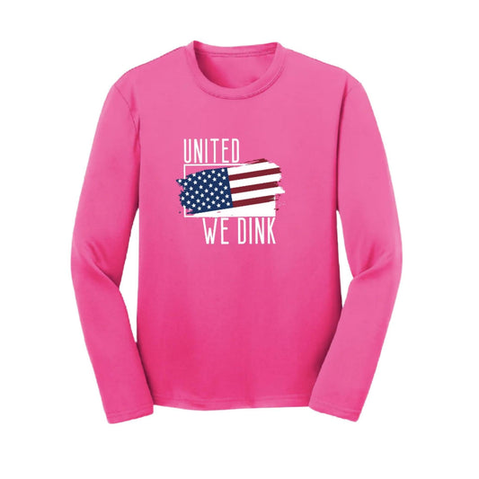 United We Dink | Youth Long Sleeve Pickleball Performance T-Shirts | 100% Polyester