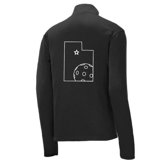Utah With Pickleball | Men's 1/4 Zip Long Sleeve Pullover Athletic Performance Shirt | 100% Polyester