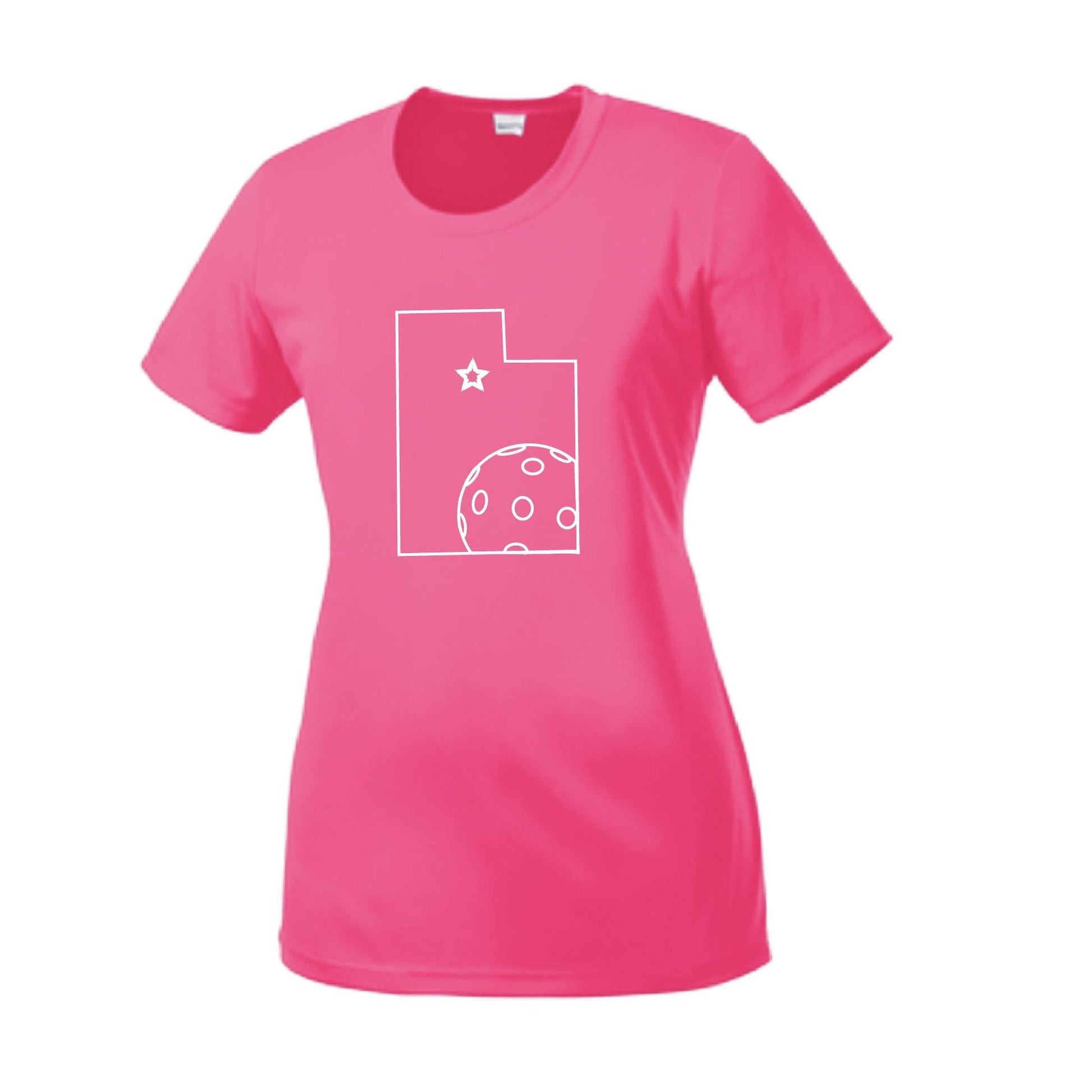 Utah With Pickleball | Women’s Short Sleeve Crewneck Pickleball Performance T-Shirts | 100% Polyester