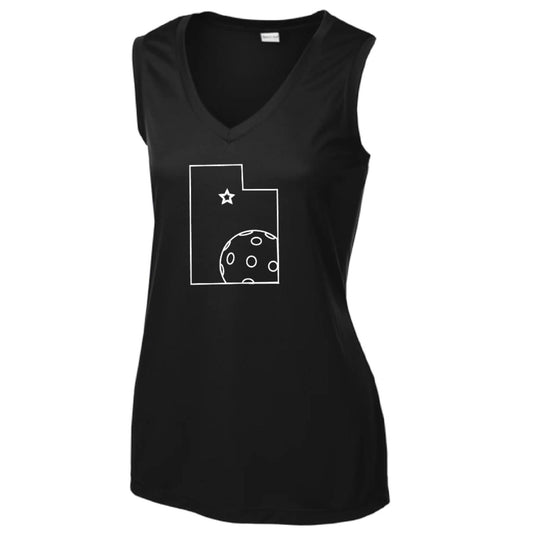 Utah With Pickleball | Women’s Sleeveless Performance T-Shirt | 100% Polyester