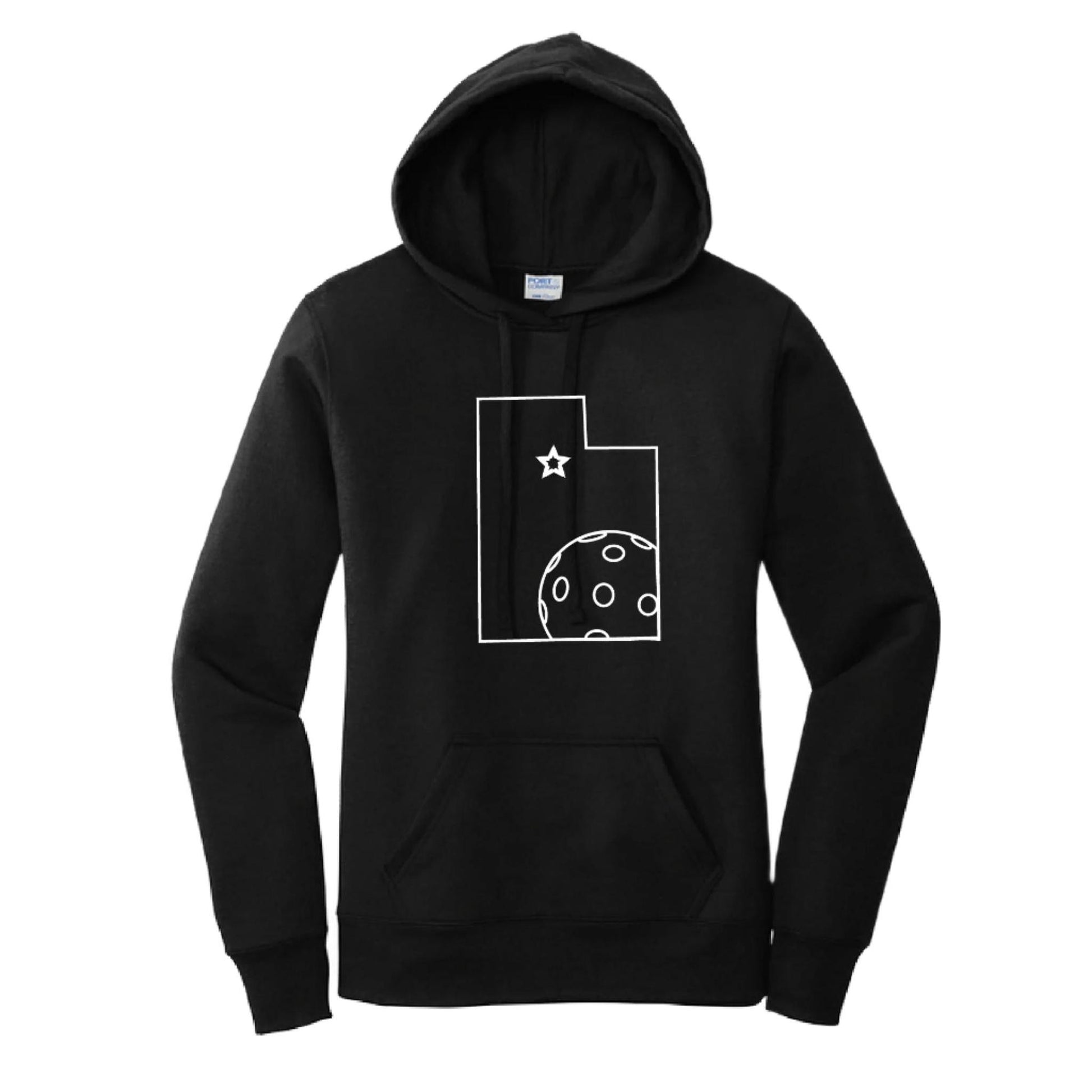 Utah With Pickleballs | Women’s Fitted Hoodie Pickleball Sweatshirt | 50% Cotton 50% Poly Fleece