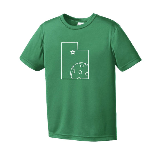 Utah With Pickleballs | Youth Short Sleeve Pickleball Performance T-Shirts | 100% Polyester