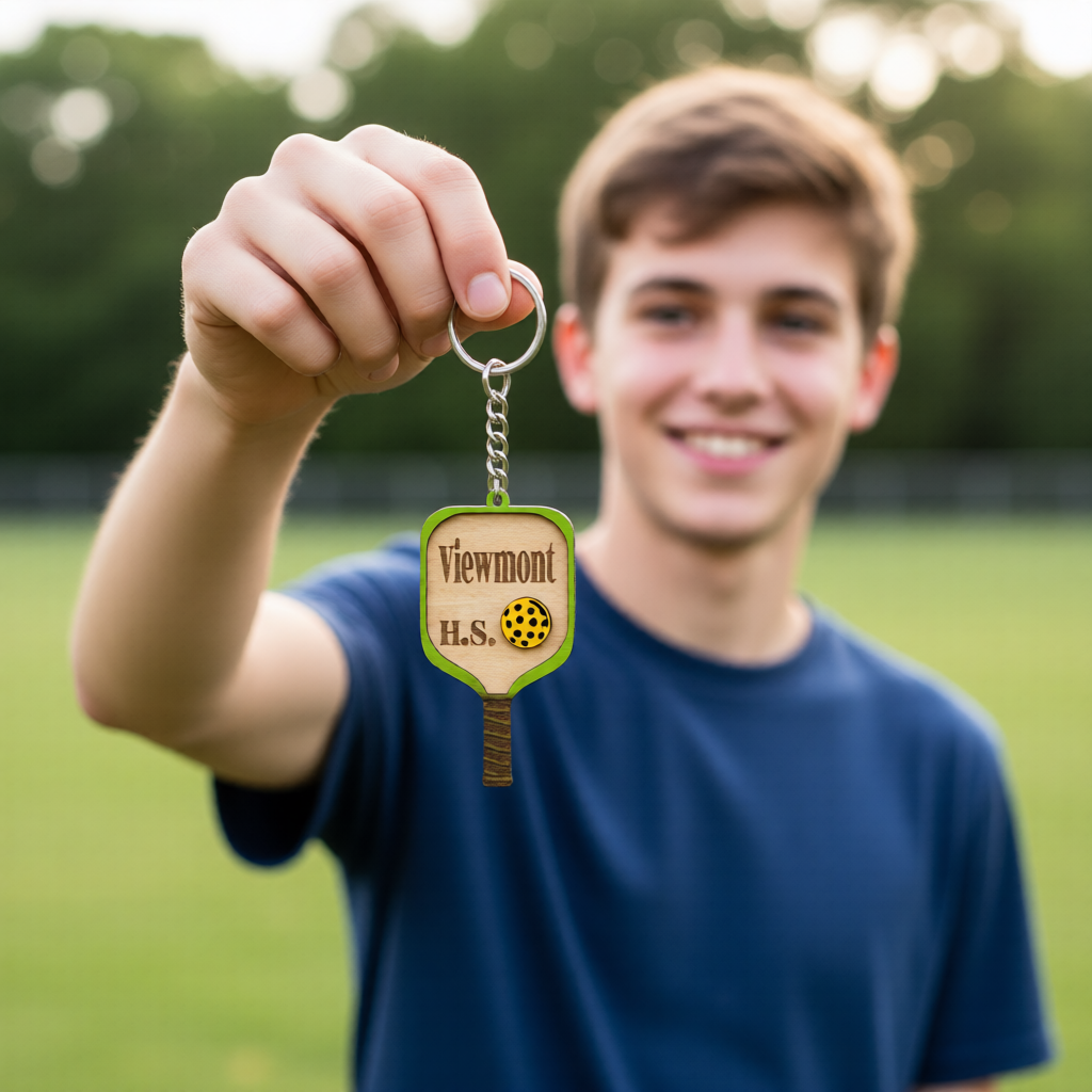 Set of 10 Viewmont Custom Pickleball Paddle Keychain Personalized Balsa Wood Keychain Pickleball Player Gift Pickleball Team Gift Paddle Bag Charm