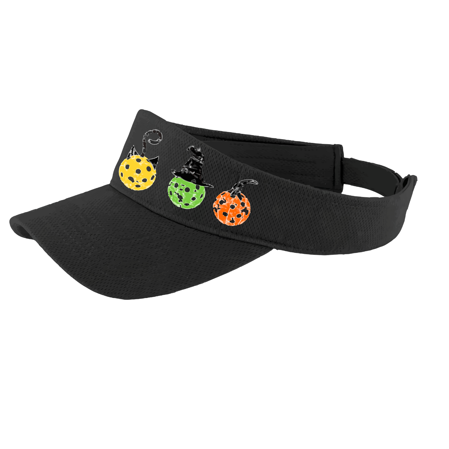 Cat Witch Pumpkin  | Pickleball Visors | Moisture Wicking 100% Polyester