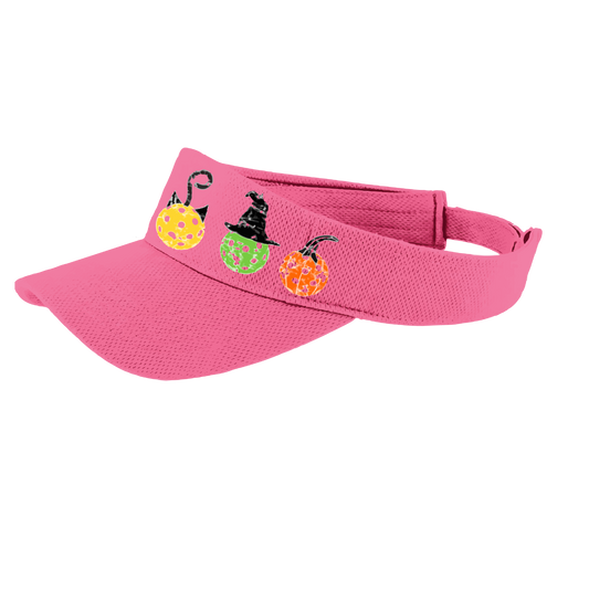 Cat Witch Pumpkin  | Pickleball Visors | Moisture Wicking 100% Polyester