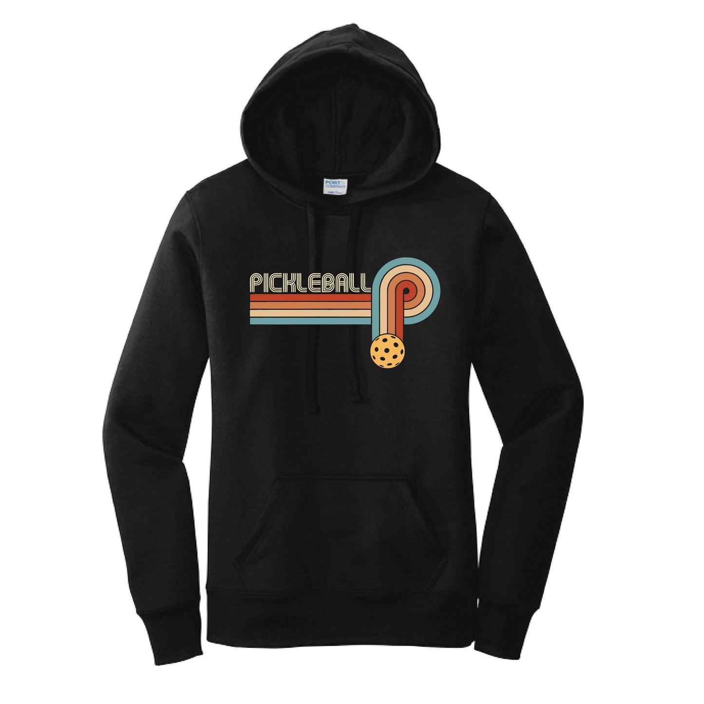 Retro Pickleball | Women’s Fitted Hoodie Pickleball Sweatshirt | 50% Cotton 50% Poly Fleece